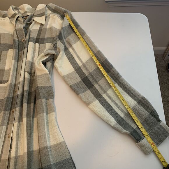 Pilcro Tunic Button Up Shirt Duster Plaid Long Sleeve Anthropologie Size Medium - Picture 13 of 16